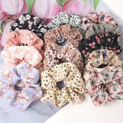 summer popular bulk custom design printer girls chiffon hair scrunchies