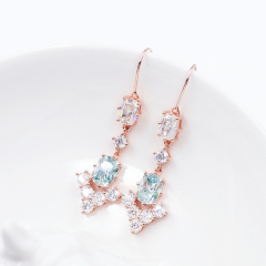 Luxury jewelry 925 sterling silver blue white dangle moissanite earring wire
