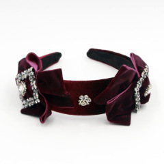 New fashion wholesale gemstone bow baroque rhinestone crystal hairband for woman