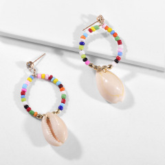 wholesale colorful fashion alloy beads nature shell stud earrings women