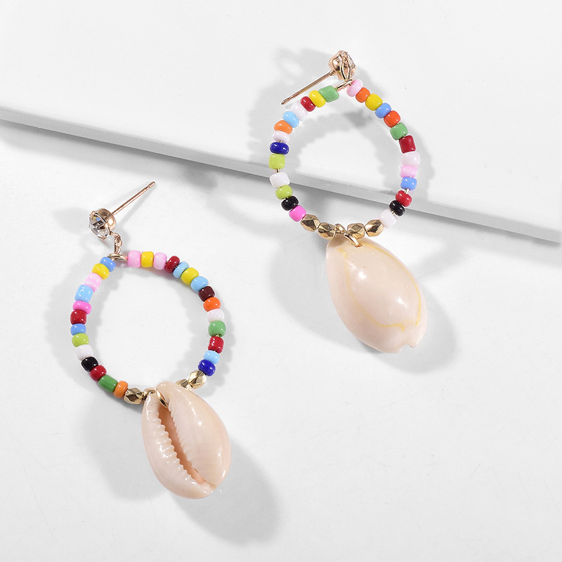 wholesale colorful fashion alloy beads nature shell stud earrings women wholesale colorful fashion alloy beads nature shell stud earrings women