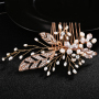 Luxury women Gold Leaf Wedding Crystal Tiara Bridal Hairband Hair Combs
