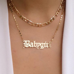 Amazon Sells English Babygirl Letter Personality Double Layer Women Necklaces Amazon Sells English Babygirl Letter Personality Double Layer Women Necklaces