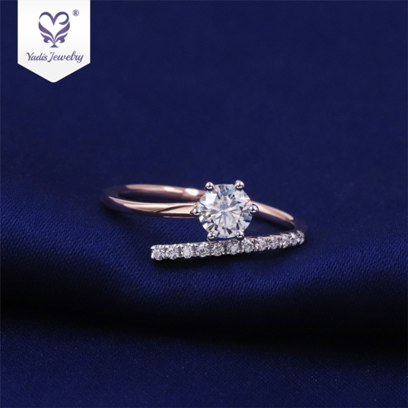 Anniversary 14k 18k sliver rose Gold Diamond Pave Fine Jewelry moissanite wedding Ring