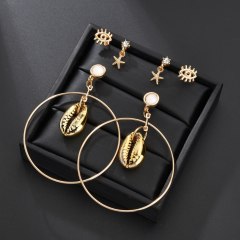 2019 fashion jewelry for women gold stud earring and dangle drop hoop earring sets