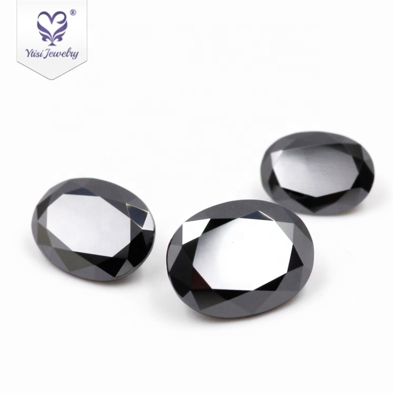 Russia synthetic oval cut black moissanite beads cheap price per carat