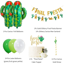 Mexican Carnival Party Banner Cactus Aluminum Balloon Cake Decoration party suppliers