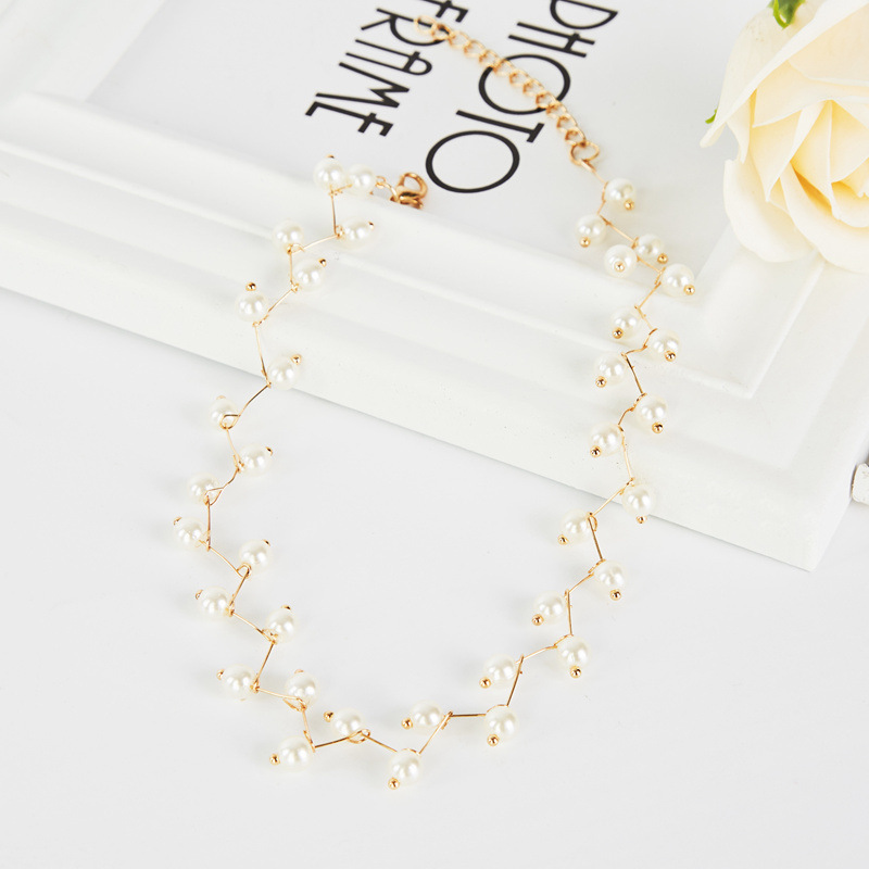New Arrival Fashion Girls Ladies  Faux Pearl Imitate Crystal Alloy Choker for Women