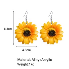 Wholesale Fashion Girls Holiday Jewelry Gold Plated Yellow Resin Sunflower Earrings