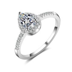925 Sterling Silver Zircon Gemstone CZ Simple Statement Ring Engagement Ring