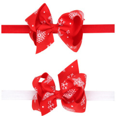 2019 Red lucky baby girls hairband with snowflakes bow knot for Christmas party 2019 Red lucky baby girls hairband with snowflakes bow knot for Christmas party