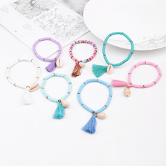 Fashion Colored Tassel Bracelet Bohemian Cowrie Seashell Weave Bracelet