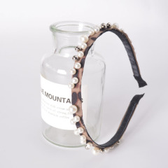 New vintage Plastic metal Hair Accessories Leopard pearl bands giel Hair hoops