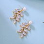 Wholesale zircon women leaf pearl copper rhinestone crystal bridal earrings