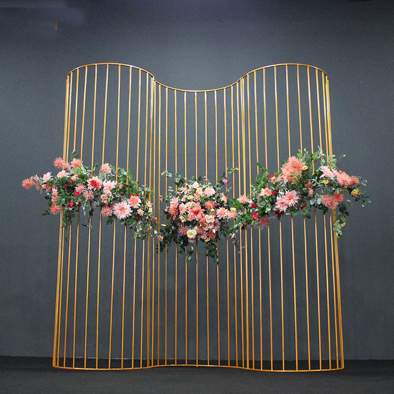 2019 many designs white gold tall flower stand  backdrop metal stage decoration wedding
