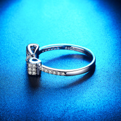 925 Sterling Silver Plated Cubic Zirconia Bow Tie Ring Micro Pave Cubic Zirconia Bowtie Ring