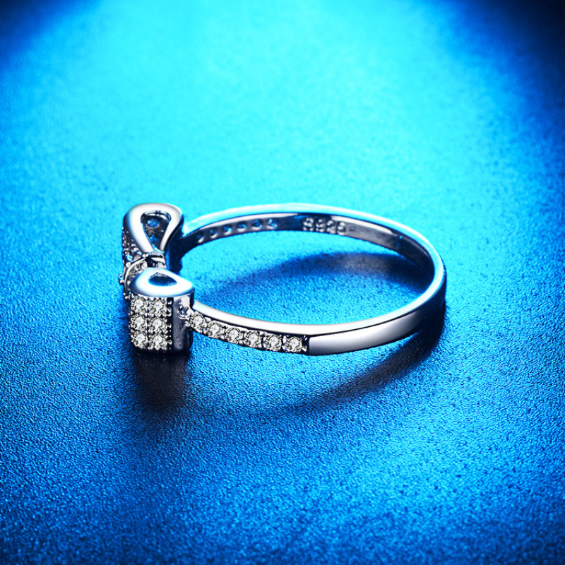 925 Sterling Silver Plated Cubic Zirconia Bow Tie Ring Micro Pave Cubic Zirconia Bowtie Ring