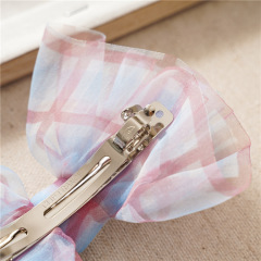Summer hot sale gauze lattice organza bow hair clips for beautiful girls