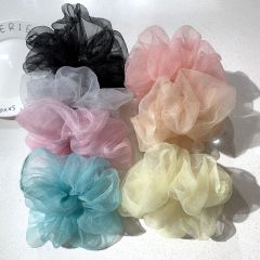 Fairy wholesale summer transparent pure color elegant oversize organza hair scrunchies for girls