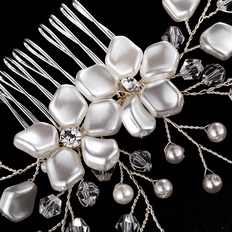 Fashion luxurious flower pearl crystal sliver wed hair accessory side comb Fashion luxurious flower pearl crystal sliver wed hair accessory side comb