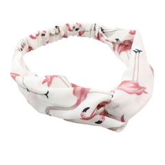 Women Twisted Knotted Head Wrap Elastic Turban Flamingo print Headband Hairband