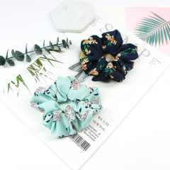 wholesale custom spring and summer ladies printed elastic rubber hair ties for girls