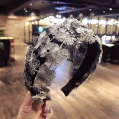 Vintage embroidered lace bow headband decorative girls hair band
