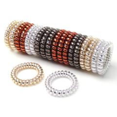 2020 Yiwu Factory Hair Accessory Glitter Metal Color Telephone Wire Hair Tie