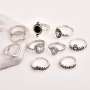 Fashion vintage silver boho Beach Ring Punk Hollow out  jewely  moon diamond crystal stack ring set boho for girls women
