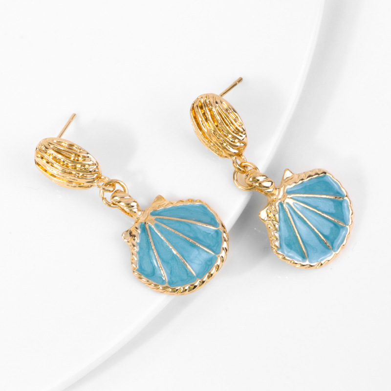New fashion gold plated shell alloy eardrop oil drip earring ladies earrings New fashion gold plated shell alloy eardrop oil drip earring ladies earrings