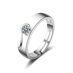 Wholesale Jewelry 925 Sterling Silver Plated White Gold CZ Couple Rings