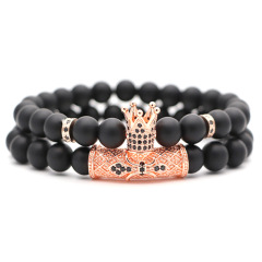 Wholesale 2pcs/set Handmade Men or Women Custom Fashion Zircon Jewelry Natural Stones Beaded Bracelets