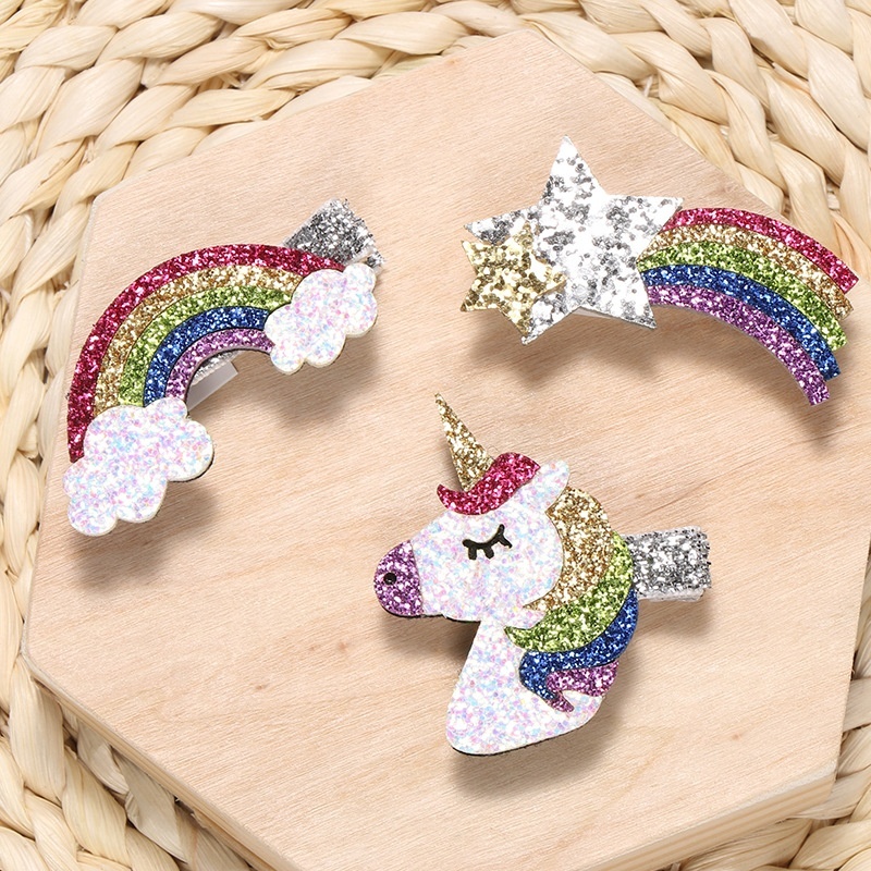 Unicorn background three styles star cloud loose sequin decorative hair claw clips