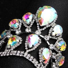 Luxury Colorful Crystal Beads Row Wide Fashion Accessories Statement Women Wedding Bride Accessory Pendant Necklace