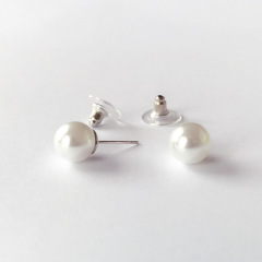 Amazon fancy silver women jewelry statement round ball stud pearl earring