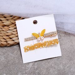 Summer and spring 2pcs/set wholesale ins hot girls crystal butterfly hair clips