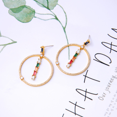 2019 Hot Sale women jewelry stainless steel diamond gold hoop earrings