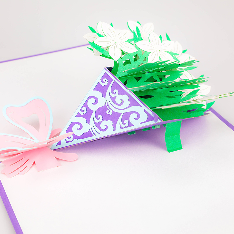 OEM christmas birthday gift laser cut handmade 3d popup christmas cards