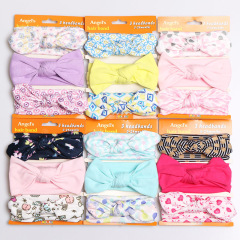3pcs wholesale girl bow plain elastic polyester hair band headbands set