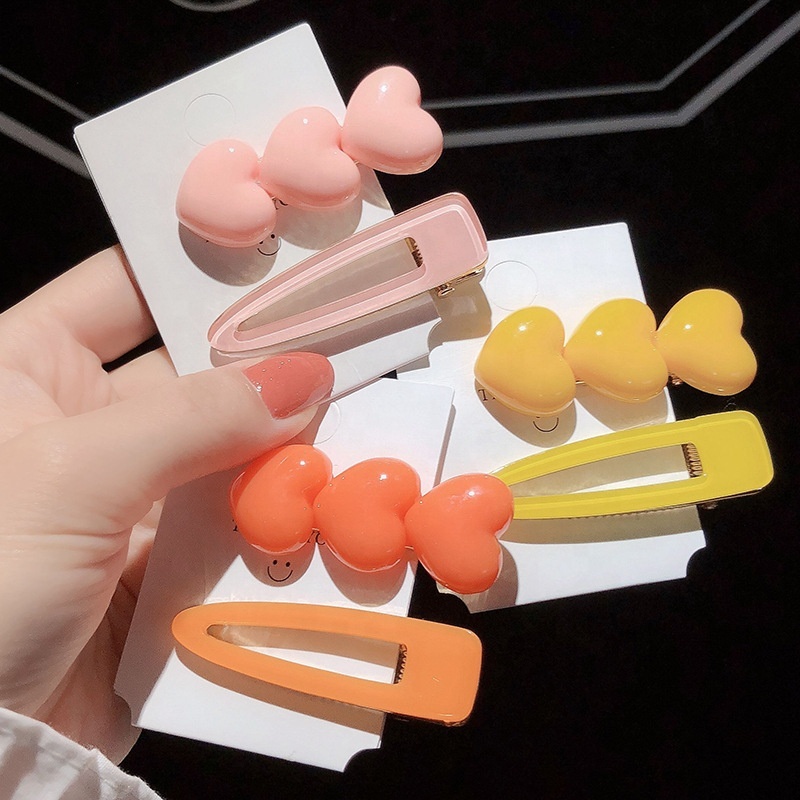 High quality ins cute acrylic decorative love heart girl hair clips in human hair extensions High quality ins cute acrylic decorative love heart girl hair clips in human hair extensions