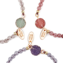 Handmade Natural Stone Bead Bracelet Colored Druzy Resin Weaving Stretch Bracelet
