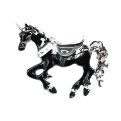 Wholesale Women Fashon Vintage alloy black horse unicorn brooches for suit
