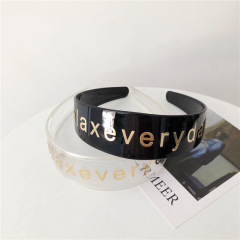 Wholesale ins fashion gold black plastic word letter fall hair accessories women headbands hairband