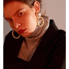 INS Charm drop Earrings Large Dangle Round Circle Pearl Chandelier Earring