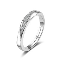 925 Sterling Silver Wedding Ring Set Simple CZ Gemstone Couple Bridal Ring