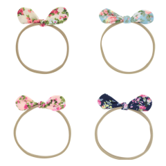 Pretty promotional printing bow knot hair tie for baby girl hair accessories