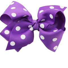 Trendy korean women baby girls classic dot pattern ribbon bow hair clip