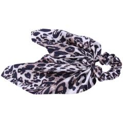 INS Facebook Hot Leopard Print Hair Band Satin Silk Hair Rope Elastic Bow Hair Scrunchies
