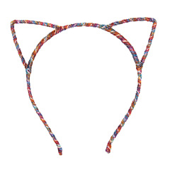 2020 trendy custom colorful polyester glitter bling cat ear headband