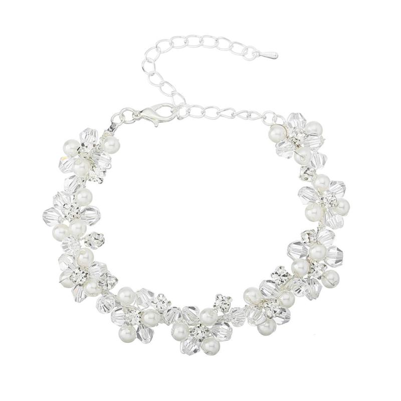 Beauty zodiac party bride crystal silver jewelry  pearl charm wedding  beaded bracelet